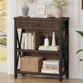 FATORRI Small Bookcase with Drawer, Industrial 3 Shelf Bookshelf, Wood and by FATORRI