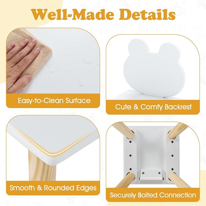 Costzon Kids Table and Chairs, Wooden Toddler Desk Set - Image 4