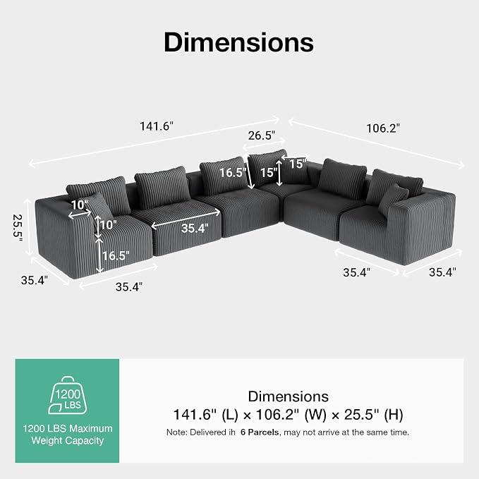 Novilla 141" Modular Sectional Sofa, Modern Cloud Sectional Couch - Image 2