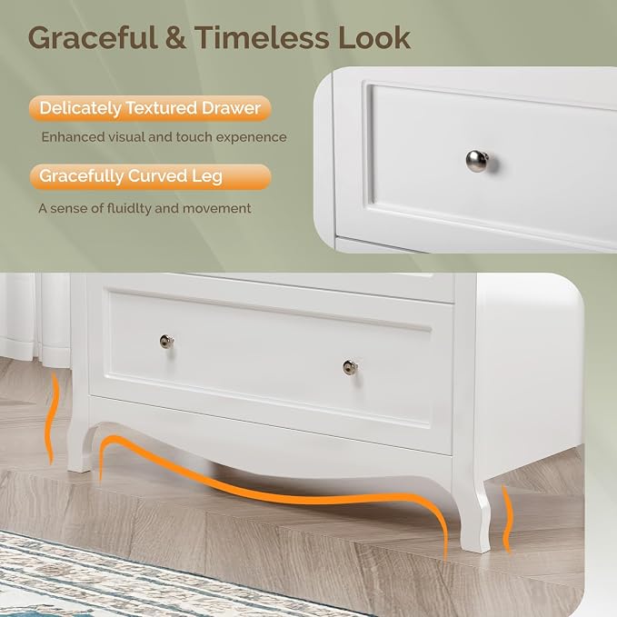 VINGLI White Dresser 3 Drawer Chest of Drawers - Image 4