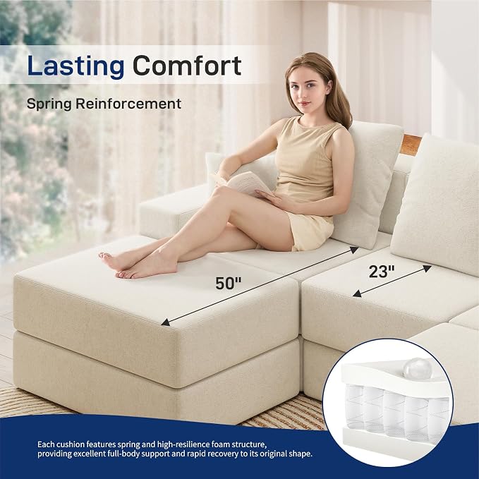 Living&Giving 128" U-Shaped Cloud Sectional Couch - Image 6