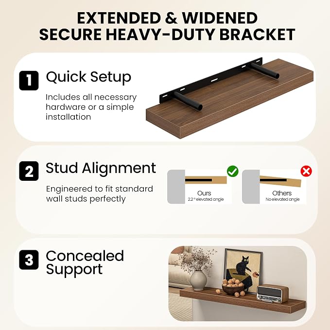 Fun Memories 60 Inch Fireplace Mantel Shelf, Deep Floating Shelves - Image 7