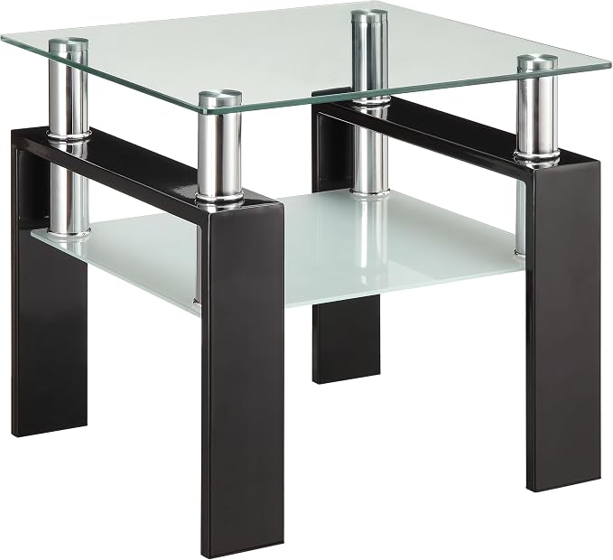 Coaster Home Furnishings Dyer 1-Shelf Square Glass Top Side End Table Black by CoasterFineFurniture