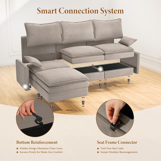 Vesgantti 108" Modular Sectional Sofa, Comfy Cloud Couch - Image 5