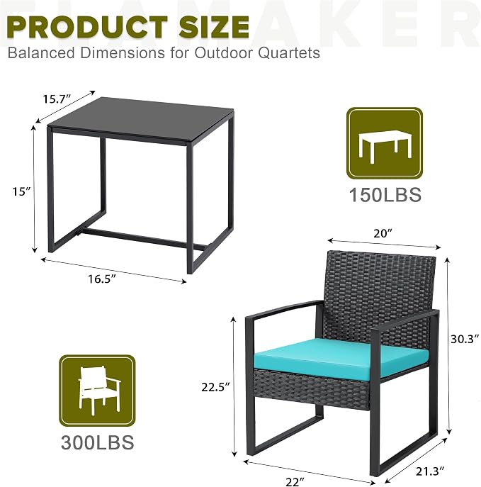 Flamaker Patio Set Outdoor Wicker Furniture, Modern Bistro Set - Image 4