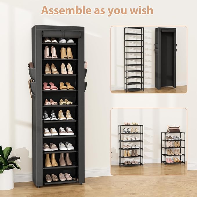 VTRIN Vertical Narrow Shoe Rack Organizer 10 Tier Tall Shoe Shelf Holds 20-22 - Image 5