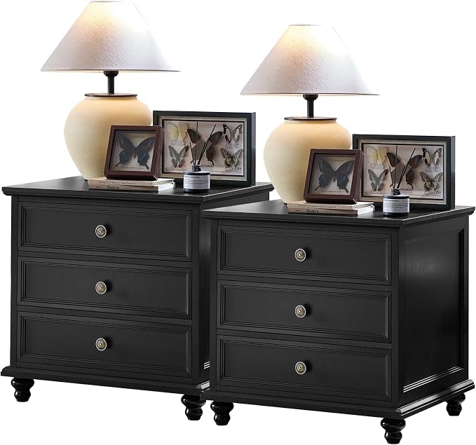 Joaxswe 24" Wide Farmhouse Night Stand Set of 2, Large End Table by Joaxswe