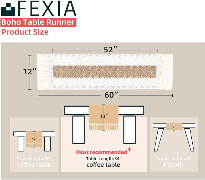 FEXIA Boho Table Runner for Summer Home Coffee Decor - Image 2