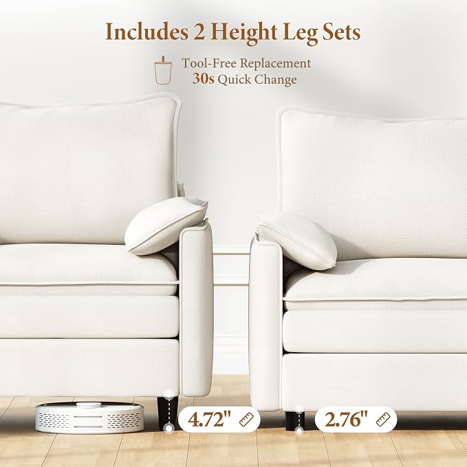 Vesgantti 142" Cloud Couch Sectional Modular Sofa, Comfy Sectional Couch - Image 3