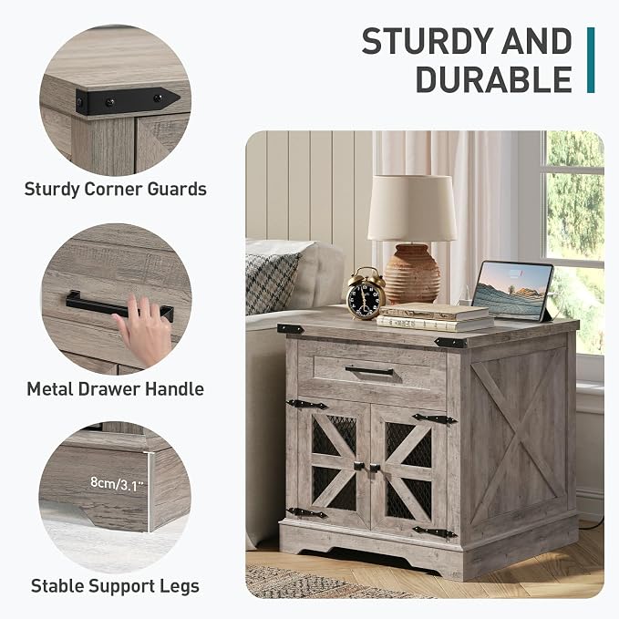 RALGEND Farmhouse End Table Set of 2, Large End Table - Image 9