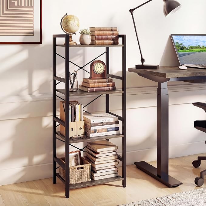Tangkula 3-Tier Industrial Bookshelf, 16.5" Width Wooden Open Bookcase - Image 2