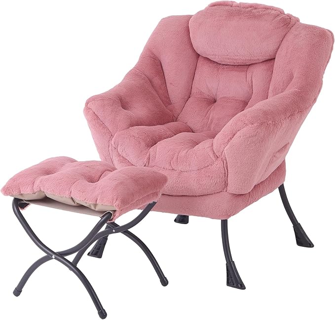 Tiita Lazy Chair with Ottoman, Comfy Leisure Sofa Reading Chair with Footrest by TiitaHome
