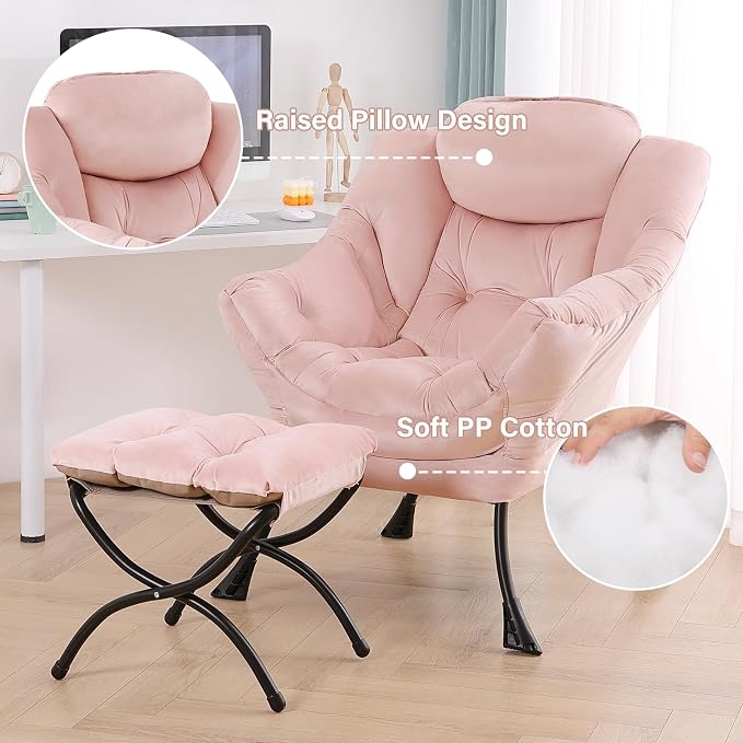 Tiita Lazy Chair with Ottoman, Comfy Leisure Sofa Armchair with Ottoman - Image 4