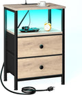 LOAKEKEL Night Stand with Charging Station and LED, Bedside Table with USB by LOAKEKEL
