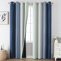 Estelar Textiler Sage Green and Navy Blue Gradient Blackout Curtains by ESTELARTEXTILER
