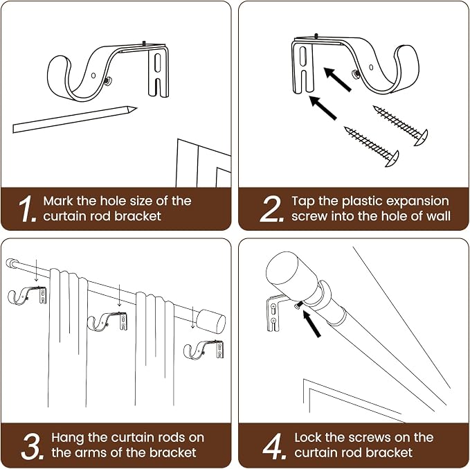 1” Diameter Matte Black Curtain Rod Itself is 30-90 Inch 2 Pack, Fit 30 to 84 - Image 5