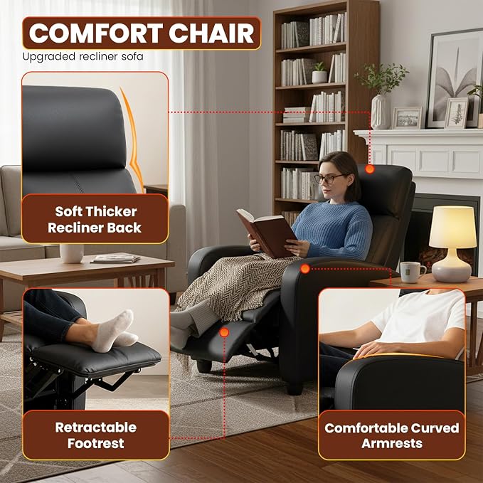FDW Recliner Chair for Living Room Home Theater Seating Single Reclining Sofa - Image 4