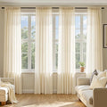 MIULEE Butter Cream Sheer Curtains 96 Inches Long, 4 Panels Set, Rod Pocket by MIULEE