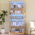 Display Cabinet with Glass Doors & LED Lights, 5 Tier Lighted Display Case by ZKIODVHome