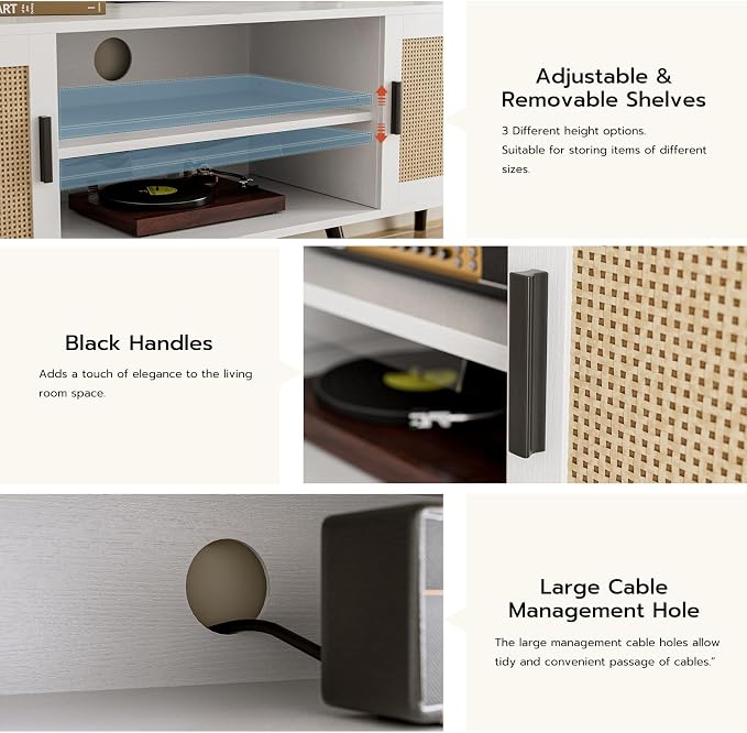ZttRiee TV Stand for TVs up to 65'', Mid Century Modern Entertainment Center - Image 5