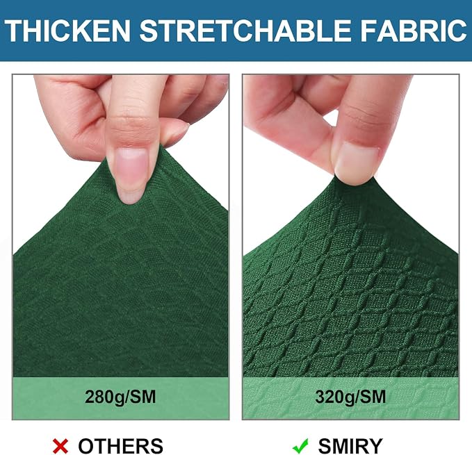 Smiry Waterproof Seat Covers for Dining Room Chairs Set of 4, Stretch Jacquard - Image 4