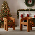 Modern Sherpa Dining Chairs Set of 2, Upholstered Barrel Chairs by QUINJAY