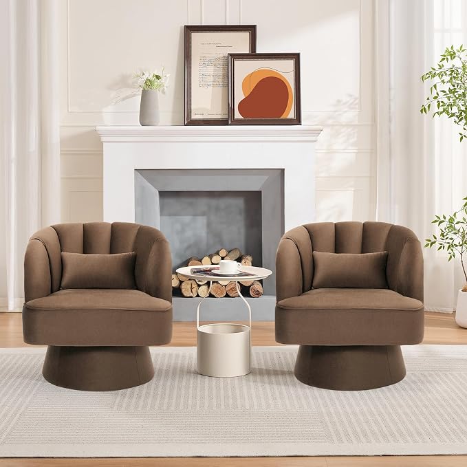 Garvee Ultra-Plush Swivel Accent Chair, 360° Barrel Lounge Chair - Image 6