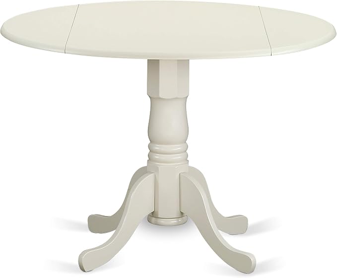 East West Furniture DLBO3-WHI-W 3 Piece Dining Room Table Set Contains a Round - Image 3