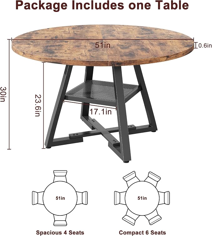Jocoevol 51'' Round Dining Table - Image 2