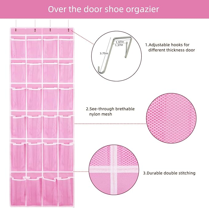 SAVERHO 2 Pack Hanging Shoe Organizer，Over Door Shoe Organizer - Image 4