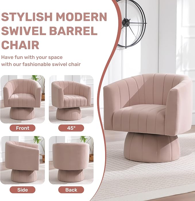 Swivel Accent Barrel Chair Set of 2, Cute Comfy Small Round 360° Arm Chair - Image 7