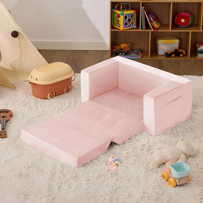 Kids Couch, 2-in-1 Toddler Chair Comfy 1-3 Years, Convertible Kids Chair - Image 7