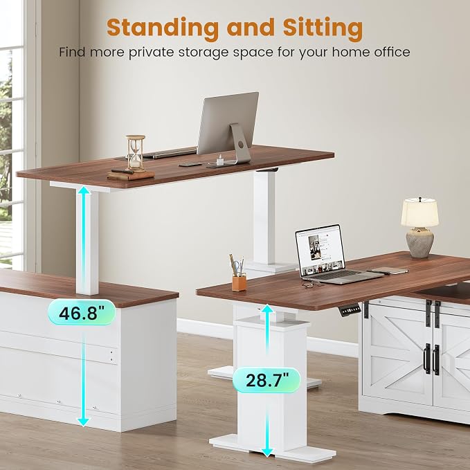 SEDETA Farmhouse L Shaped Standing Desk, 55 inch Height Adjustable Corner Desk - Image 4
