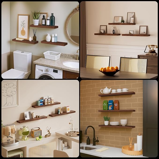 Floating Shelves for Wall, Bathroom Shelves Over Toilet, Wall Shelves & Book - Image 9