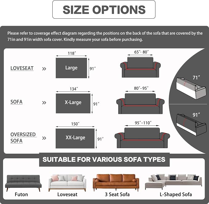 DREAMINGO Sofa Covers Washable Thick Chenille Couch Cover - Image 2