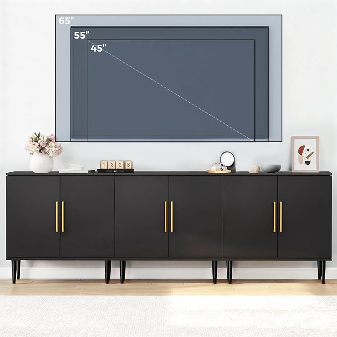 Vrullu Modern Storage Cabinet, Free Standing Buffet Cabinet, Wood Accent - Image 3