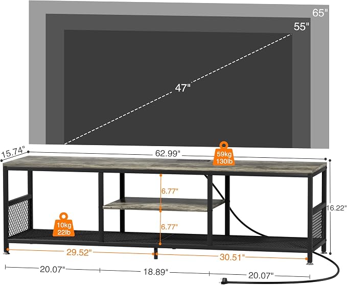 VECELO TV Stand with Power Outlets - Image 10