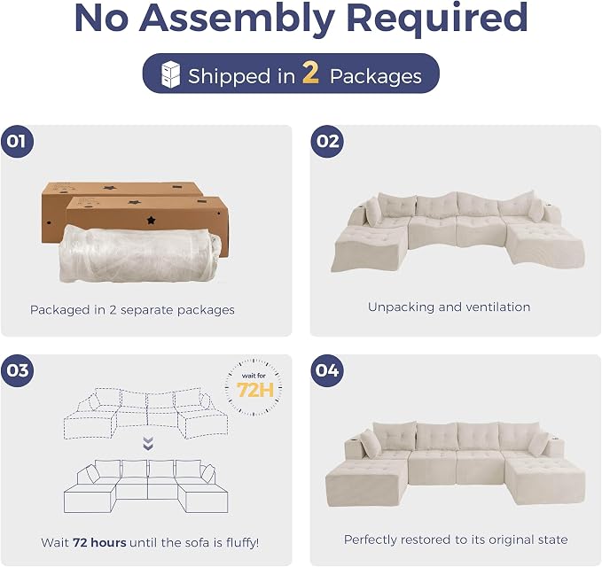 MAXYOYO 129.5" Modular Sectional Sofa Couch, U Shaped Modern Cloud Couch - Image 5