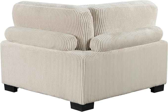 Modular Corner Seat, Plush Beige Corduroy Sofa, Customizable Living Room - Image 4