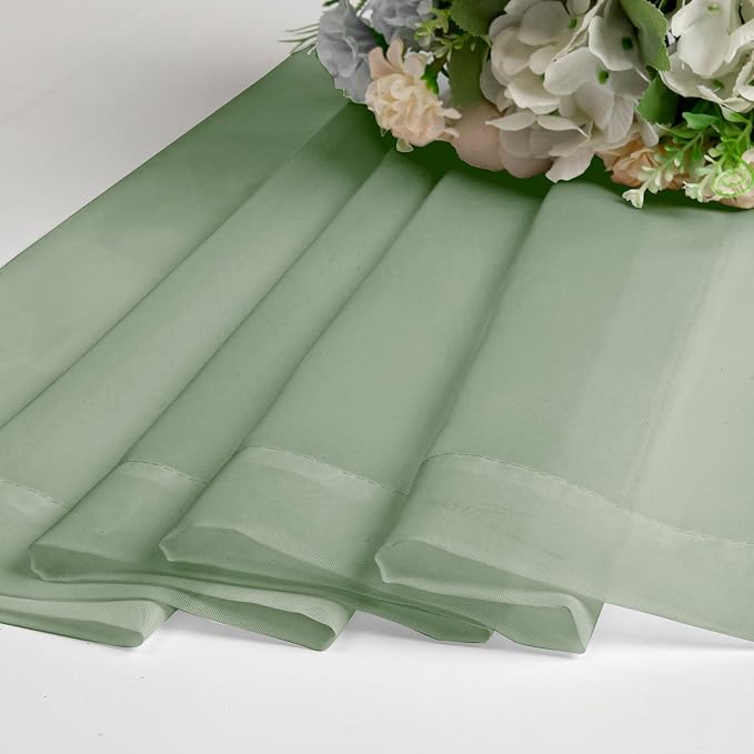 Aiyufeng Sheer Sage Green Curtains 120 Inches Long, Extra Long Rod Pocket Solid - Image 8