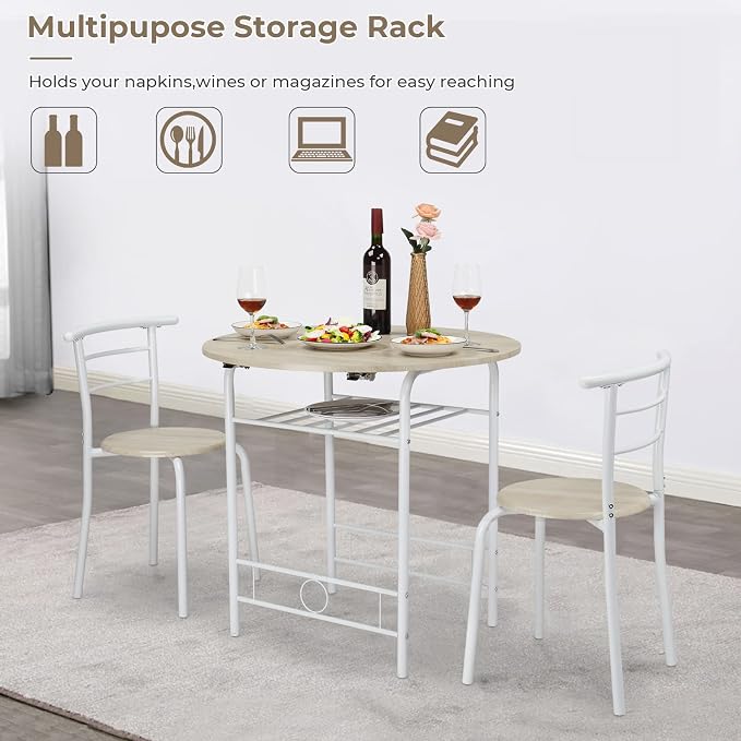 VINGLI 31.5" Drop Leaf Dining Table Set - Image 2