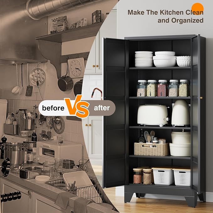 Yizosh Metal Pantry Cabinet, - Image 7