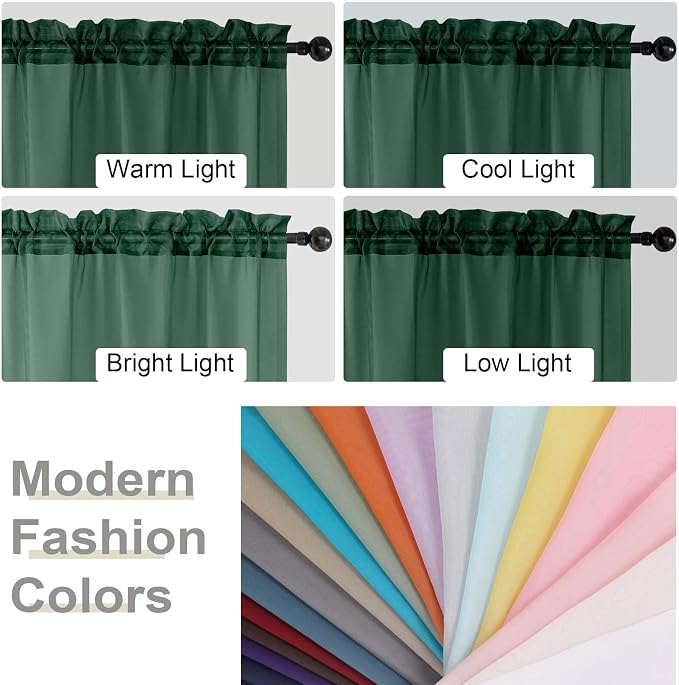 Hunter Green Sheer Curtain for Bedroom Living Room 72 Inches Long 2 Panels Set - Image 6