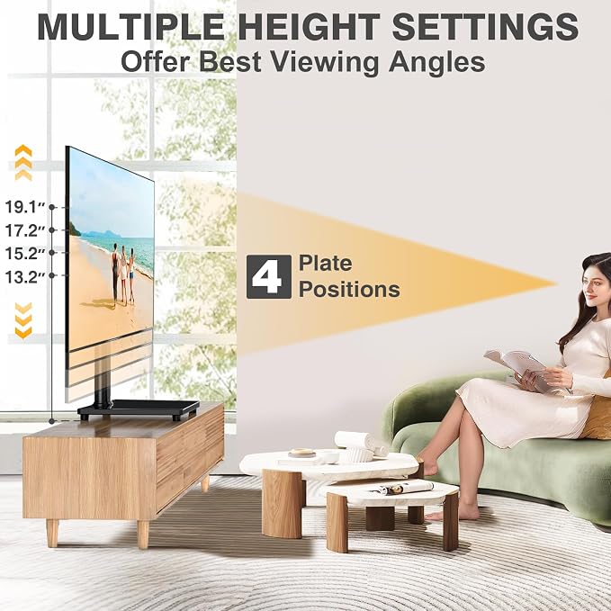 TVON Universal TV Stand Base, Swivel Table Top TV Stand - Image 3