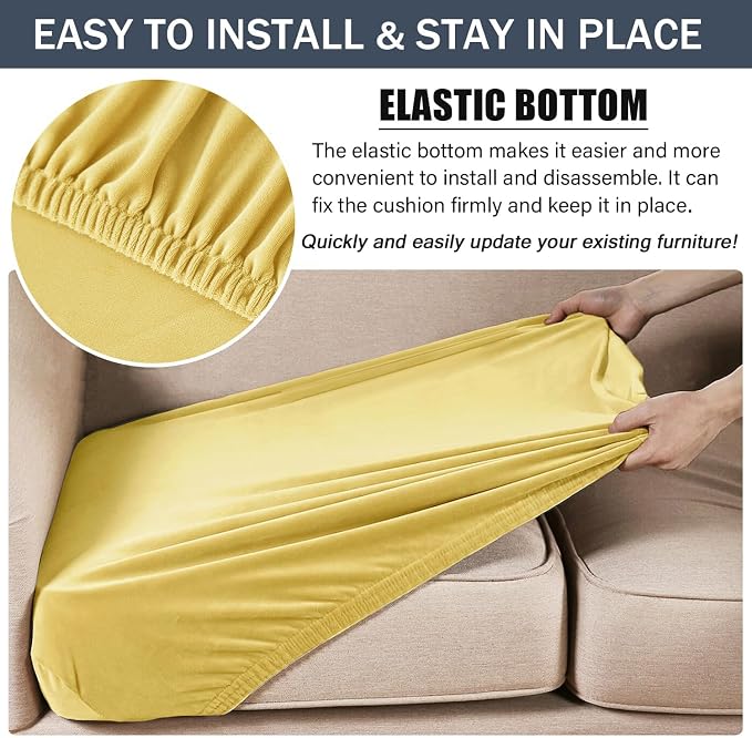 CONRUSER Stretch Cushion Cover, Soft Velvet Plush Cushion Slipcovers Loveseat - Image 4