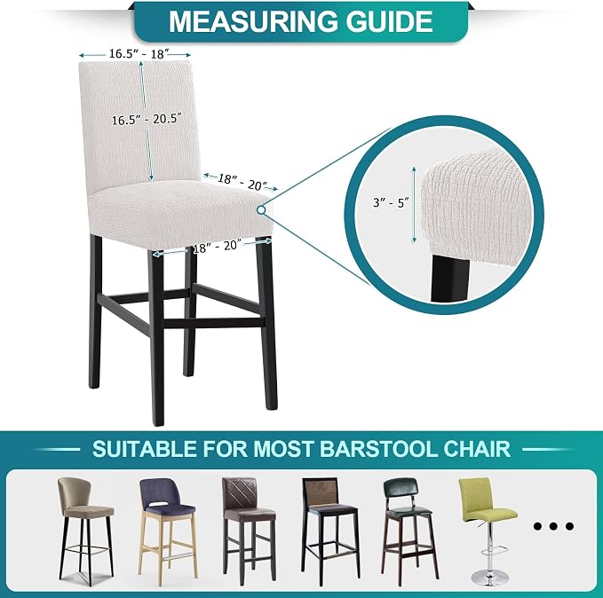 Turquoize 100% Waterproof Bar Stool Cover Stretch Washable Barstool Seat Covers - Image 5