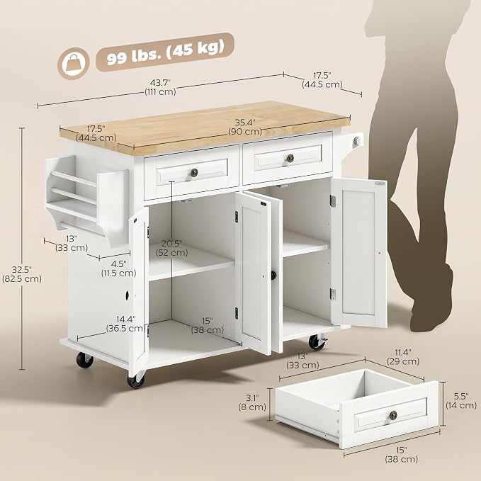 HOMCOM Kitchen Island Cart - Image 7