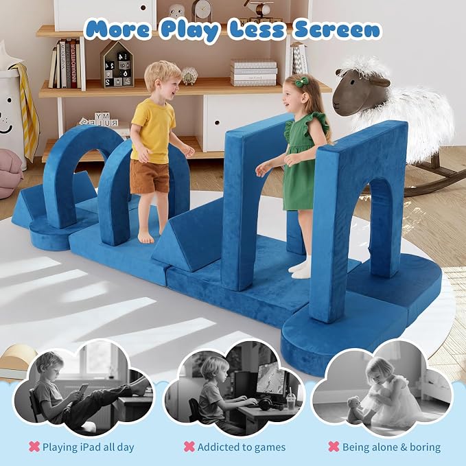 12 Pcs Modular Kids Play Couch, Toddler Couches That Fold Out, Plush Foam Chair - Image 6