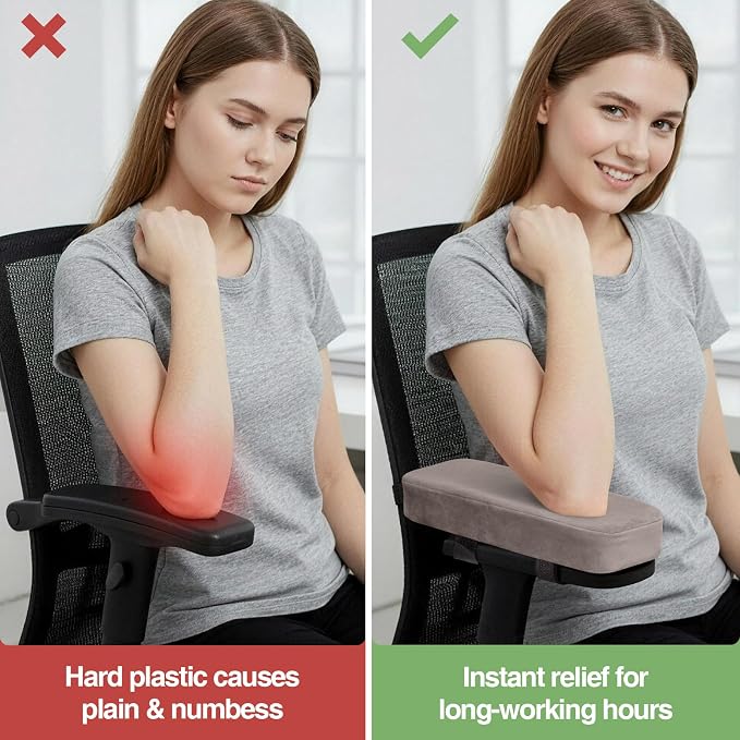 Smiry Ergonomic Office Chair Armrest Pads, Memory Foam Arm Rest Covers - Image 4