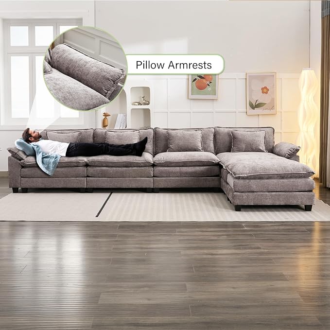 Oprisen 154" Modular Sectional Sofa, Comfy Cloud Couch Sectional Sofa - Image 5